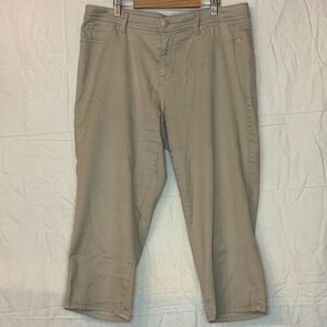 Roz & Ali Khaki Capri‎ Pants Cropped Casual Everyday Comfort Women Plus Size 14